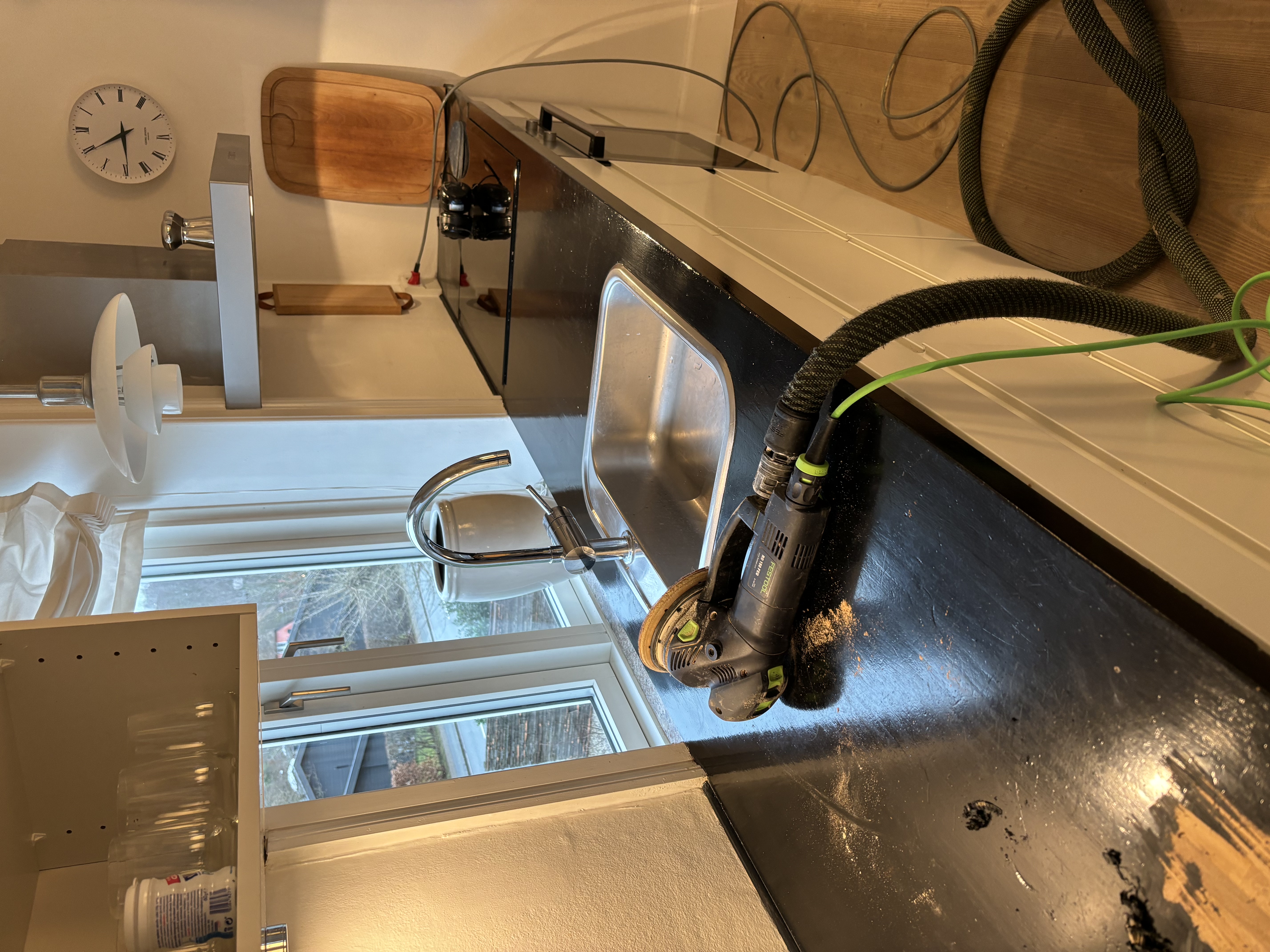 Køkken Gummitræ Hvid Olie før